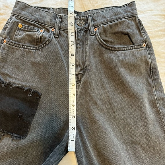 BDG Size 25W 32L Wide Leg Puddle 100% Cotton High Rise Black Patchwork Jeans - Picture 11 of 14